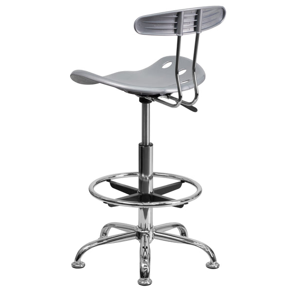 Silver |#| Vibrant Silver and Chrome Drafting Stool with Tractor Seat