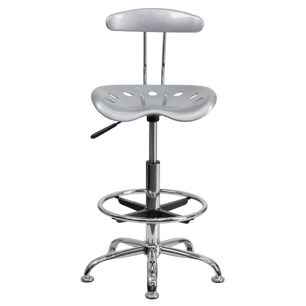 Silver |#| Vibrant Silver and Chrome Drafting Stool with Tractor Seat