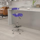 Deep Blue |#| Vibrant Deep Blue and Chrome Drafting Stool with Tractor Seat