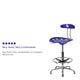 Deep Blue |#| Vibrant Deep Blue and Chrome Drafting Stool with Tractor Seat