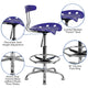 Deep Blue |#| Vibrant Deep Blue and Chrome Drafting Stool with Tractor Seat