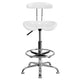 White |#| Vibrant White and Chrome Drafting Stool with Tractor Seat