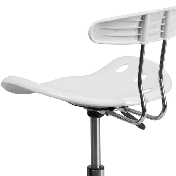 White |#| Vibrant White and Chrome Drafting Stool with Tractor Seat