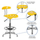 Yellow |#| Vibrant Yellow and Chrome Drafting Stool with Tractor Seat