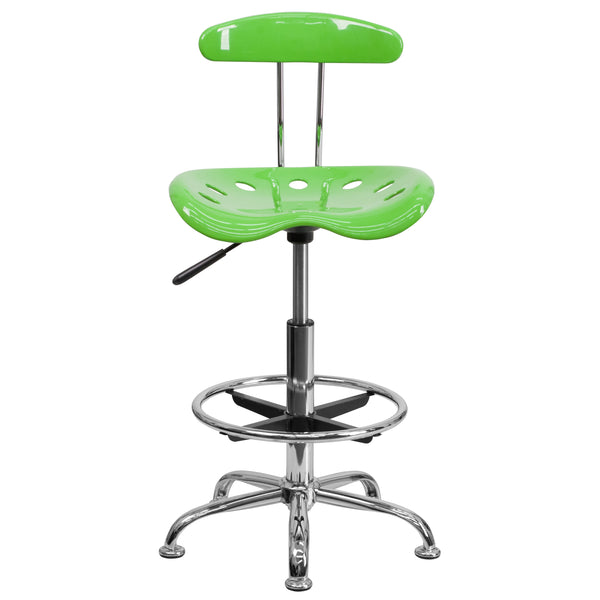 Cherry Tomato |#| Vibrant Cherry Tomato and Chrome Drafting Stool with Tractor Seat