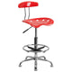 Cherry Tomato |#| Vibrant Cherry Tomato and Chrome Drafting Stool with Tractor Seat