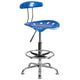 Bright Blue |#| Vibrant Bright Blue and Chrome Drafting Stool with Tractor Seat