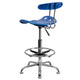 Bright Blue |#| Vibrant Bright Blue and Chrome Drafting Stool with Tractor Seat