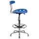 Bright Blue |#| Vibrant Bright Blue and Chrome Drafting Stool with Tractor Seat