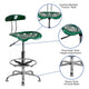 Green |#| Vibrant Green and Chrome Drafting Stool with Tractor Seat