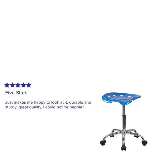 Bright Blue |#| Vibrant Bright Blue Tractor Seat and Chrome Stool - Drafting & Office Stools