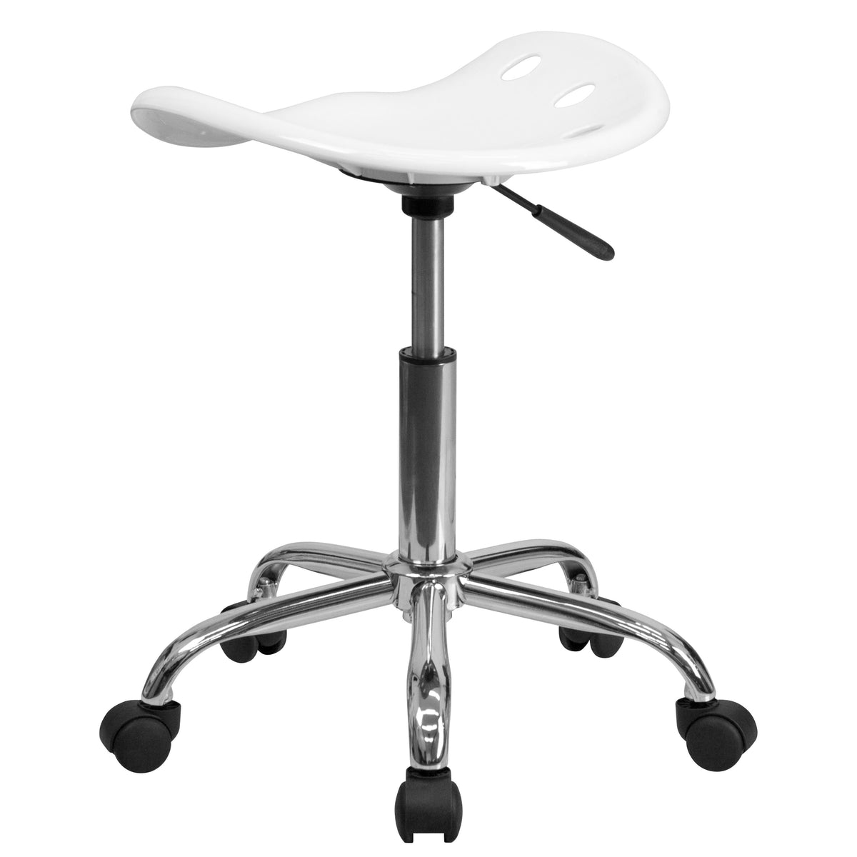 White |#| Vibrant White Tractor Seat and Chrome Stool - Drafting & Office Stools