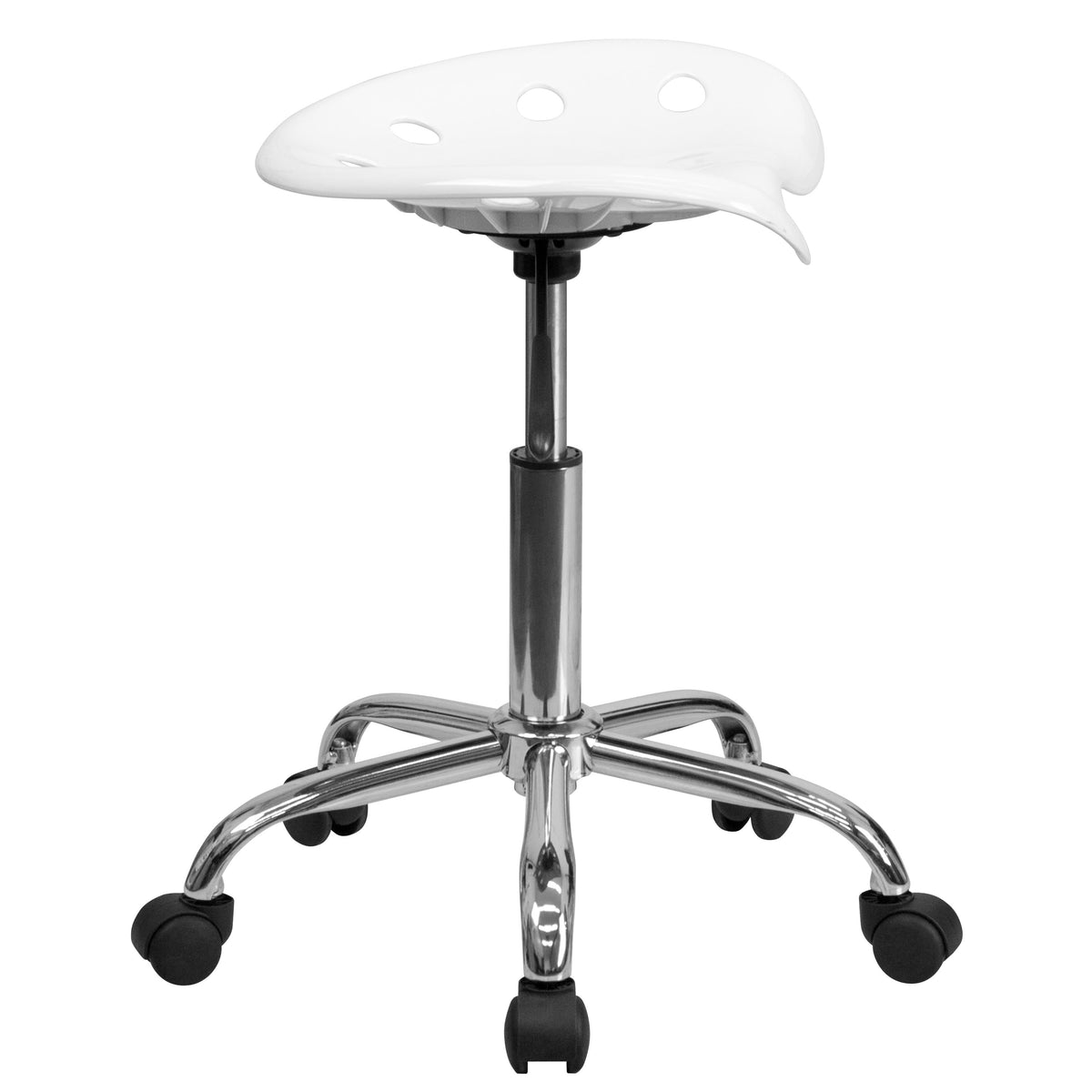 White |#| Vibrant White Tractor Seat and Chrome Stool - Drafting & Office Stools