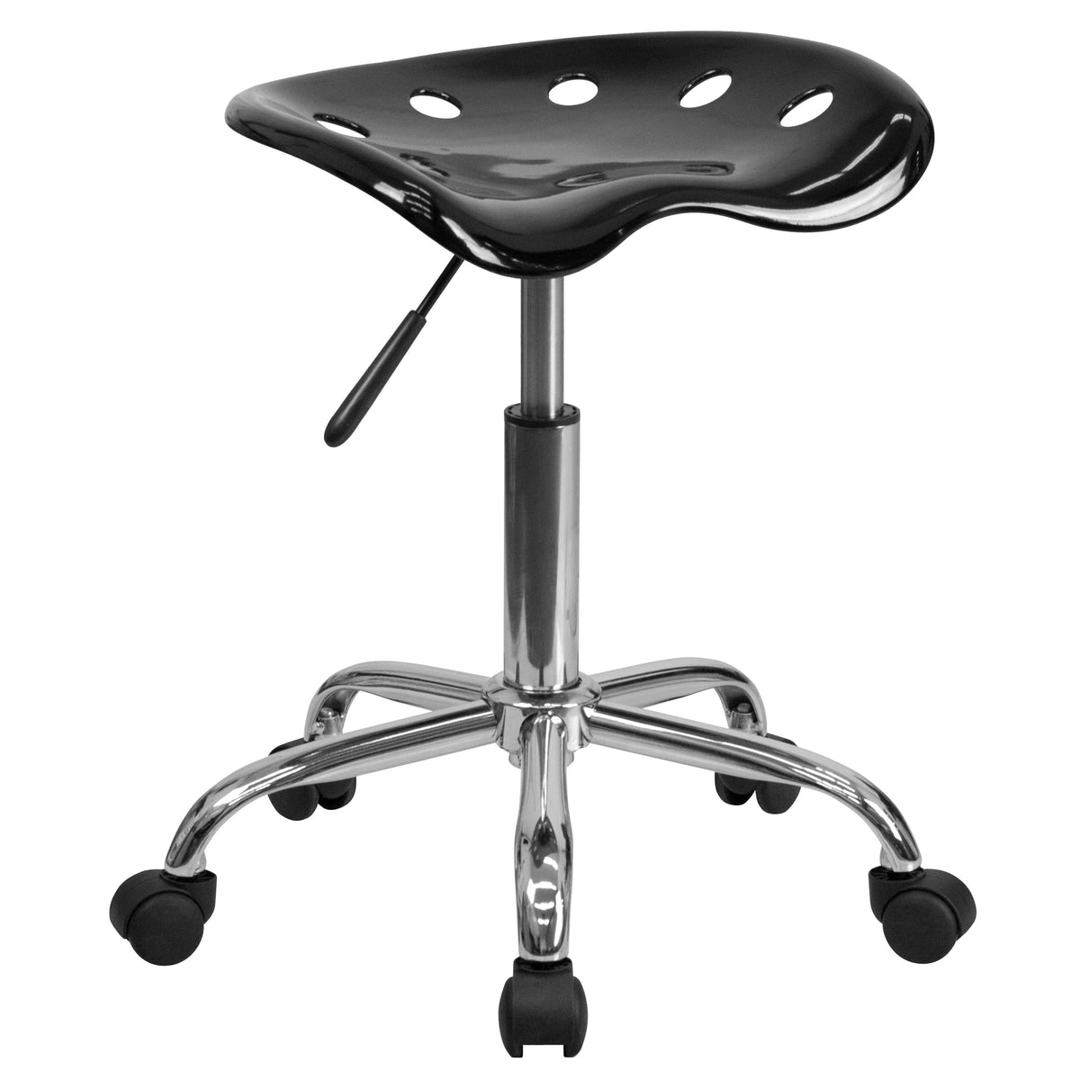 Black |#| Vibrant Black Tractor Seat and Chrome Stool - Drafting & Office Stools