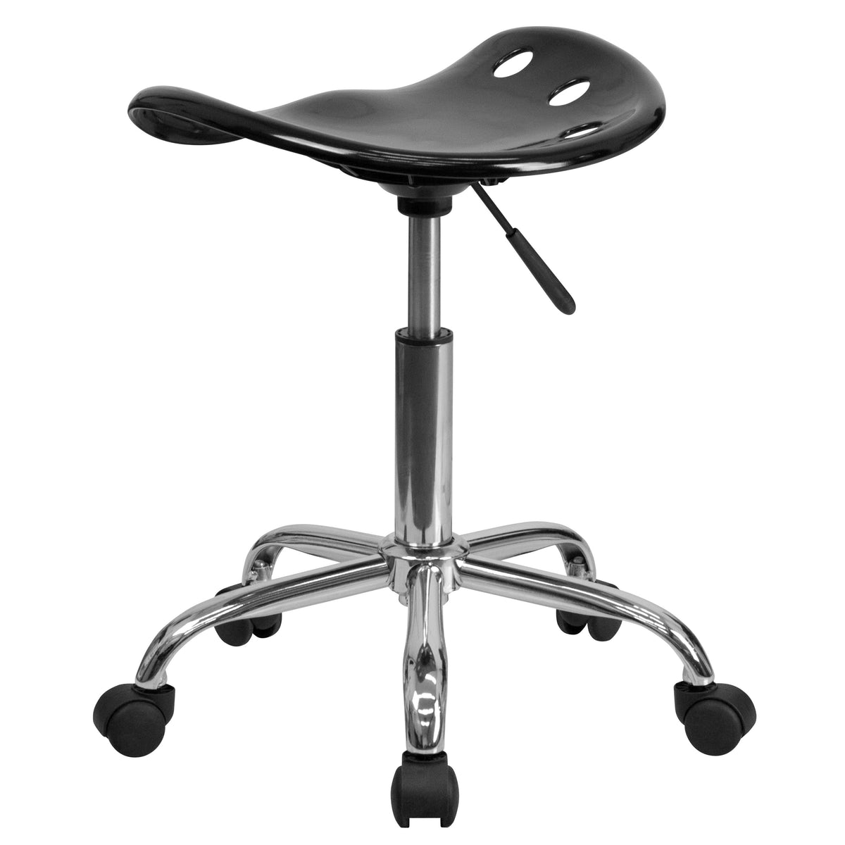 Black |#| Vibrant Black Tractor Seat and Chrome Stool - Drafting & Office Stools