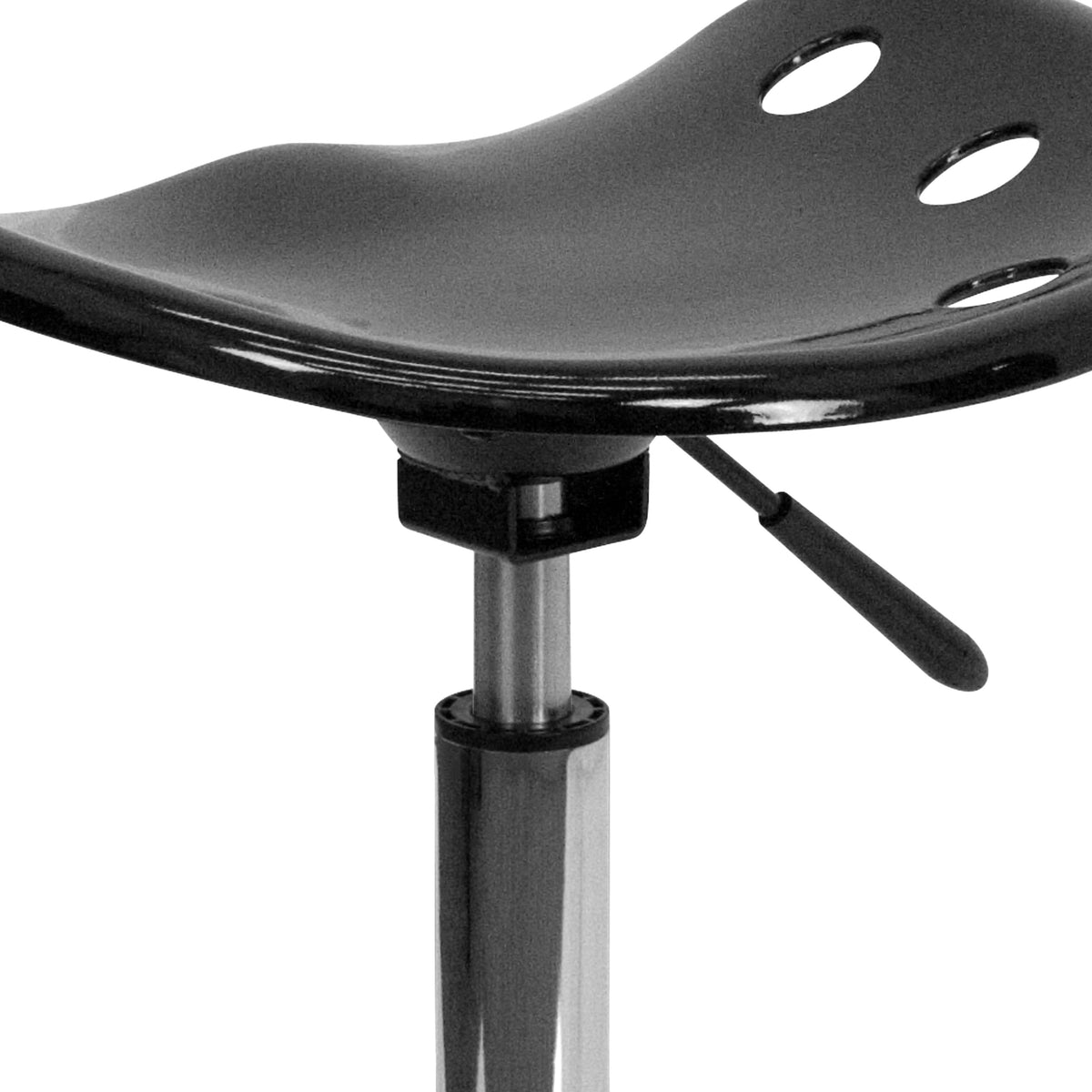 Black |#| Vibrant Black Tractor Seat and Chrome Stool - Drafting & Office Stools