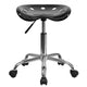 Black |#| Vibrant Black Tractor Seat and Chrome Stool - Drafting & Office Stools