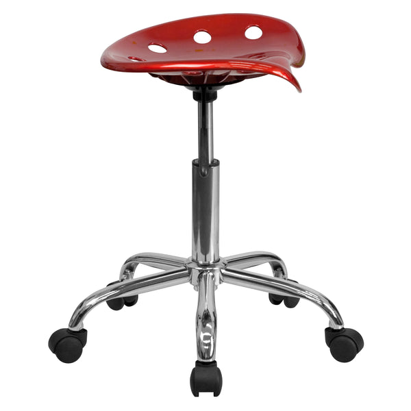 Wine Red |#| Vibrant Wine Red Tractor Seat and Chrome Stool - Drafting & Office Stools