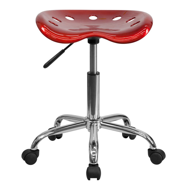 Wine Red |#| Vibrant Wine Red Tractor Seat and Chrome Stool - Drafting & Office Stools