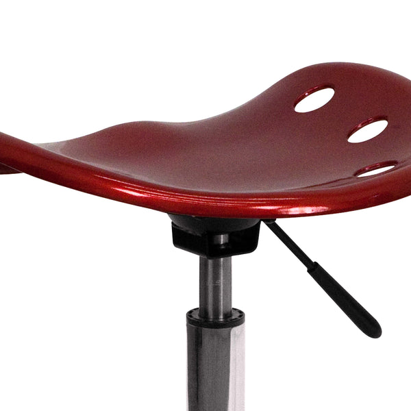 Wine Red |#| Vibrant Wine Red Tractor Seat and Chrome Stool - Drafting & Office Stools