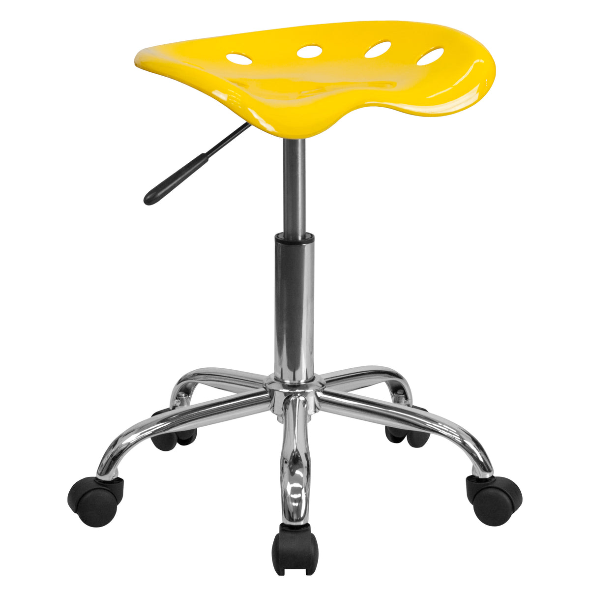 Yellow |#| Vibrant Yellow Tractor Seat and Chrome Stool - Drafting & Office Stools