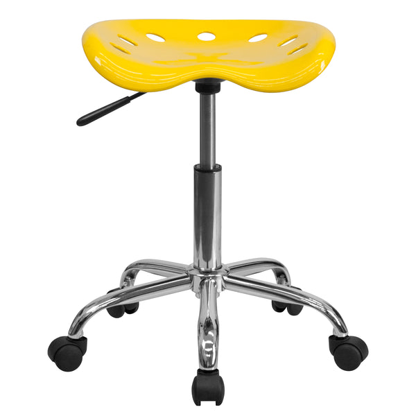 Yellow |#| Vibrant Yellow Tractor Seat and Chrome Stool - Drafting & Office Stools