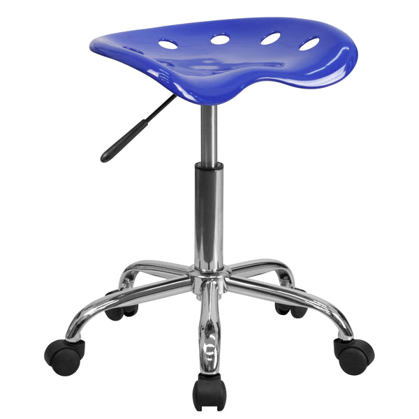 Nautical Blue |#| Vibrant Nautical Blue Tractor Seat and Chrome Stool - Drafting & Office Stools