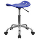 Nautical Blue |#| Vibrant Nautical Blue Tractor Seat and Chrome Stool - Drafting & Office Stools