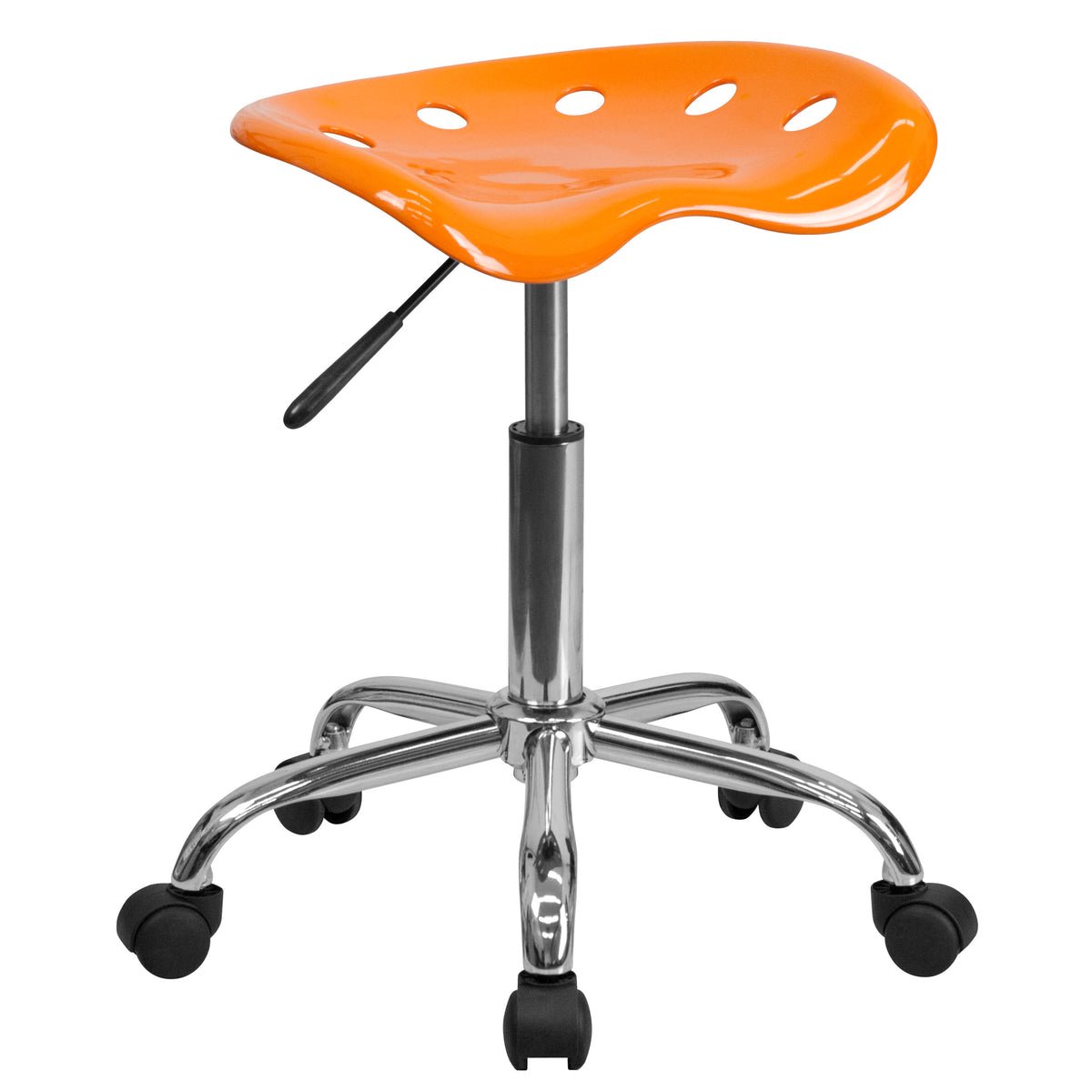 Orange |#| Vibrant Orange Tractor Seat and Chrome Stool - Drafting & Office Stools