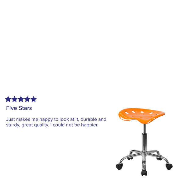 Orange |#| Vibrant Orange Tractor Seat and Chrome Stool - Drafting & Office Stools