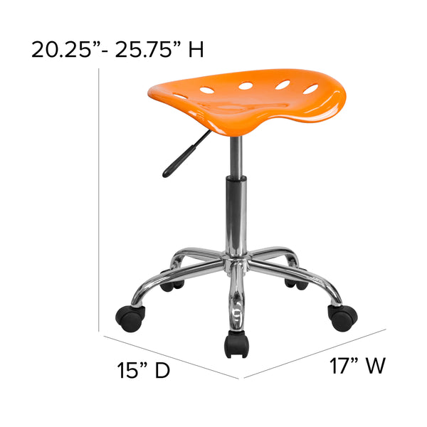 Orange |#| Vibrant Orange Tractor Seat and Chrome Stool - Drafting & Office Stools