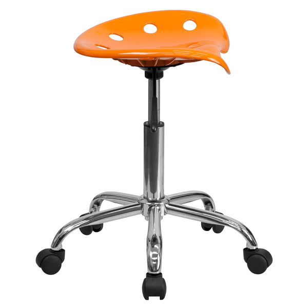 Orange |#| Vibrant Orange Tractor Seat and Chrome Stool - Drafting & Office Stools