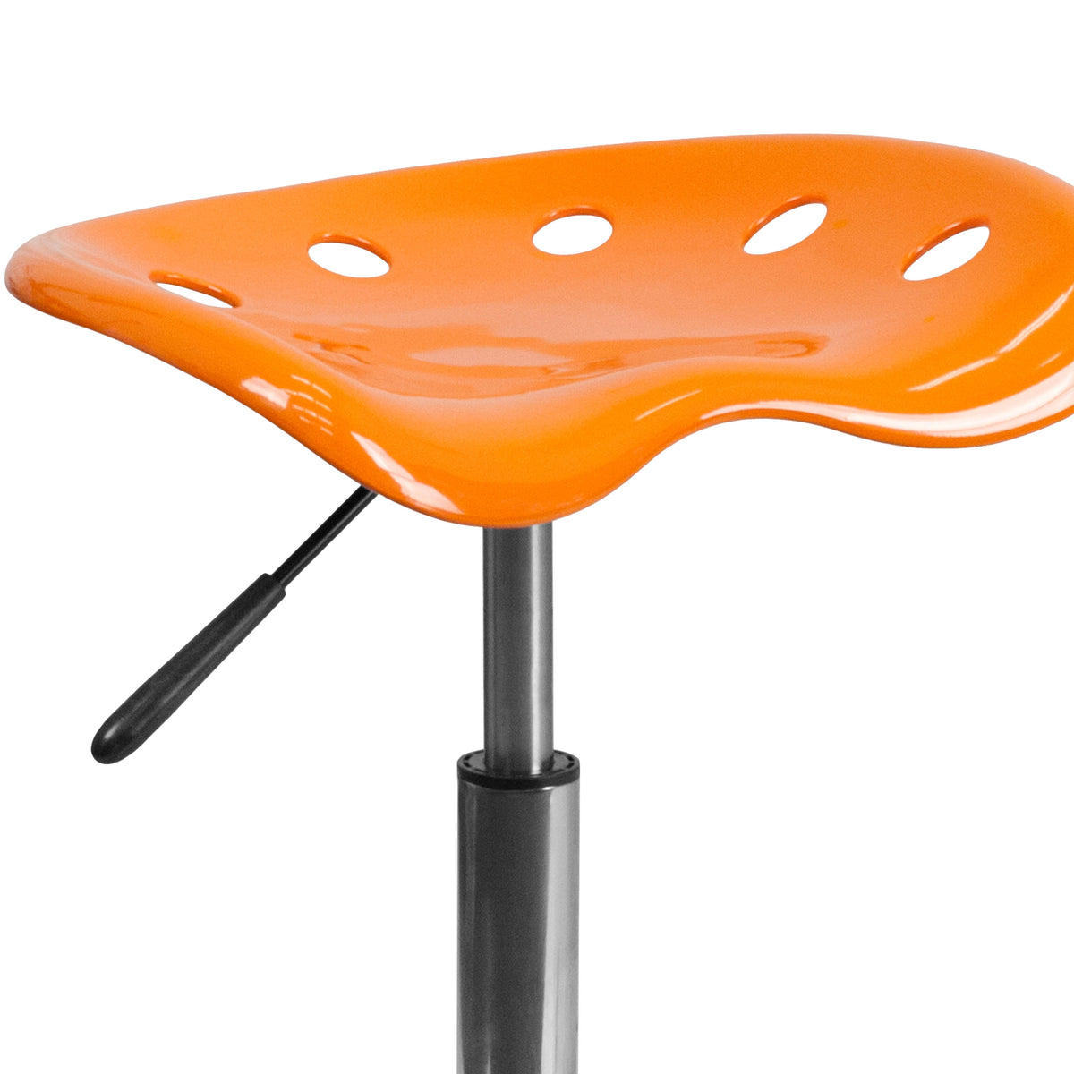 Orange |#| Vibrant Orange Tractor Seat and Chrome Stool - Drafting & Office Stools