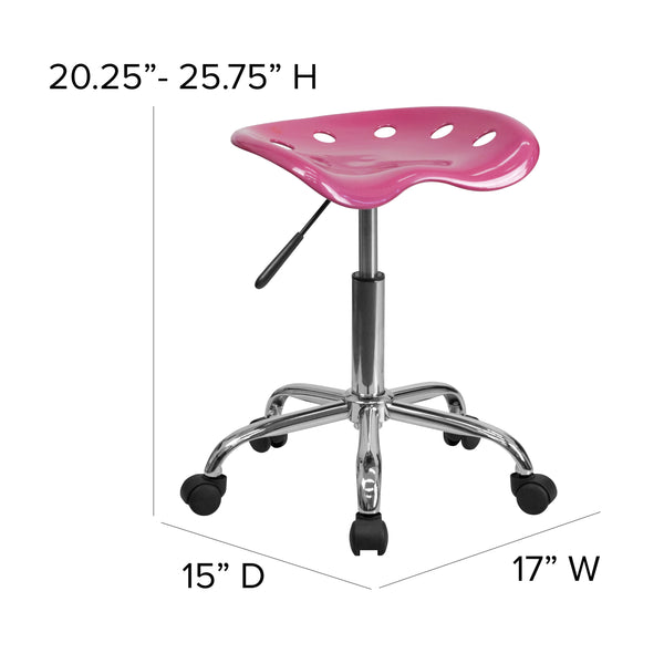 Pink |#| Vibrant Pink Tractor Seat and Chrome Stool - Drafting & Office Stools