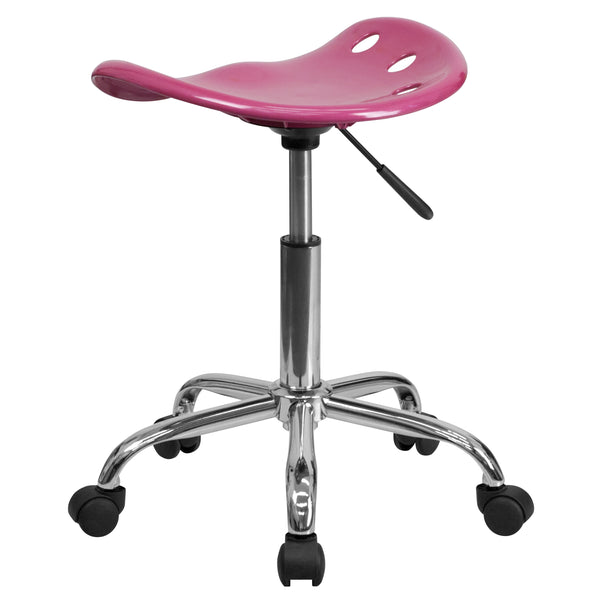 Pink |#| Vibrant Pink Tractor Seat and Chrome Stool - Drafting & Office Stools