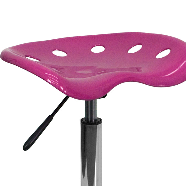 Pink |#| Vibrant Pink Tractor Seat and Chrome Stool - Drafting & Office Stools