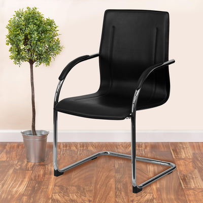 Vinyl Side Reception Chair with Chrome Sled Base - View 2