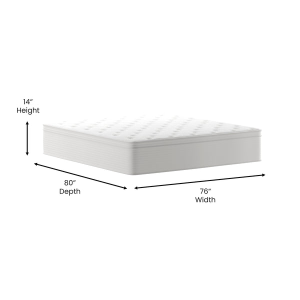 King |#| Commercial 14 Inch Memory Foam and Pocket Spring Hybrid Mattress in a Box - King