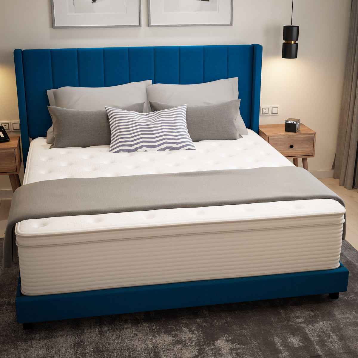 King |#| Commercial 14 Inch Memory Foam and Pocket Spring Hybrid Mattress in a Box - King