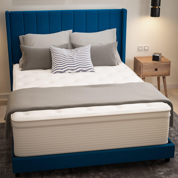 Queen |#| Commercial 14 Inch Memory Foam and Pocket Spring Hybrid Mattress in a Box-Queen