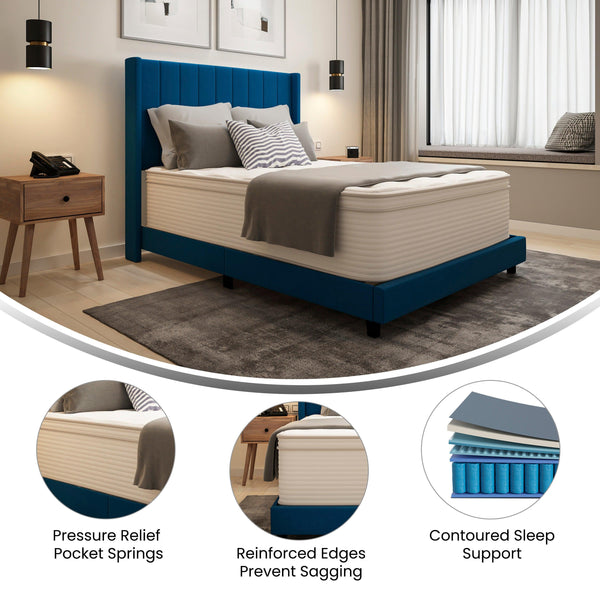 Full |#| Commercial 14 Inch Memory Foam and Pocket Spring Hybrid Mattress in a Box - Full