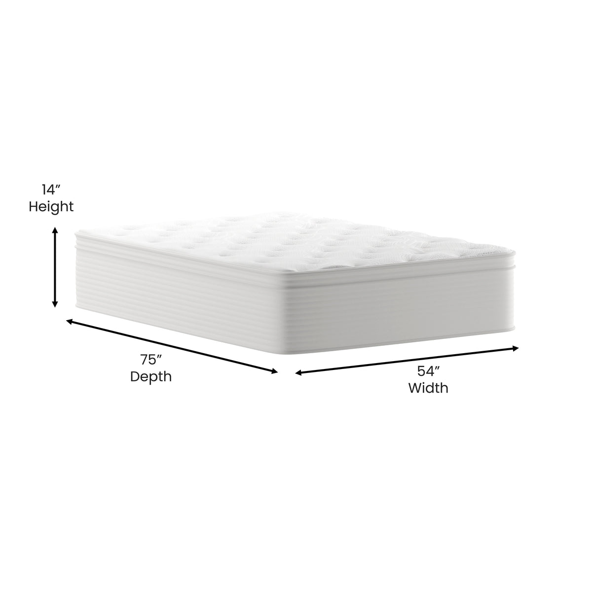 Full |#| Commercial 14 Inch Memory Foam and Pocket Spring Hybrid Mattress in a Box - Full