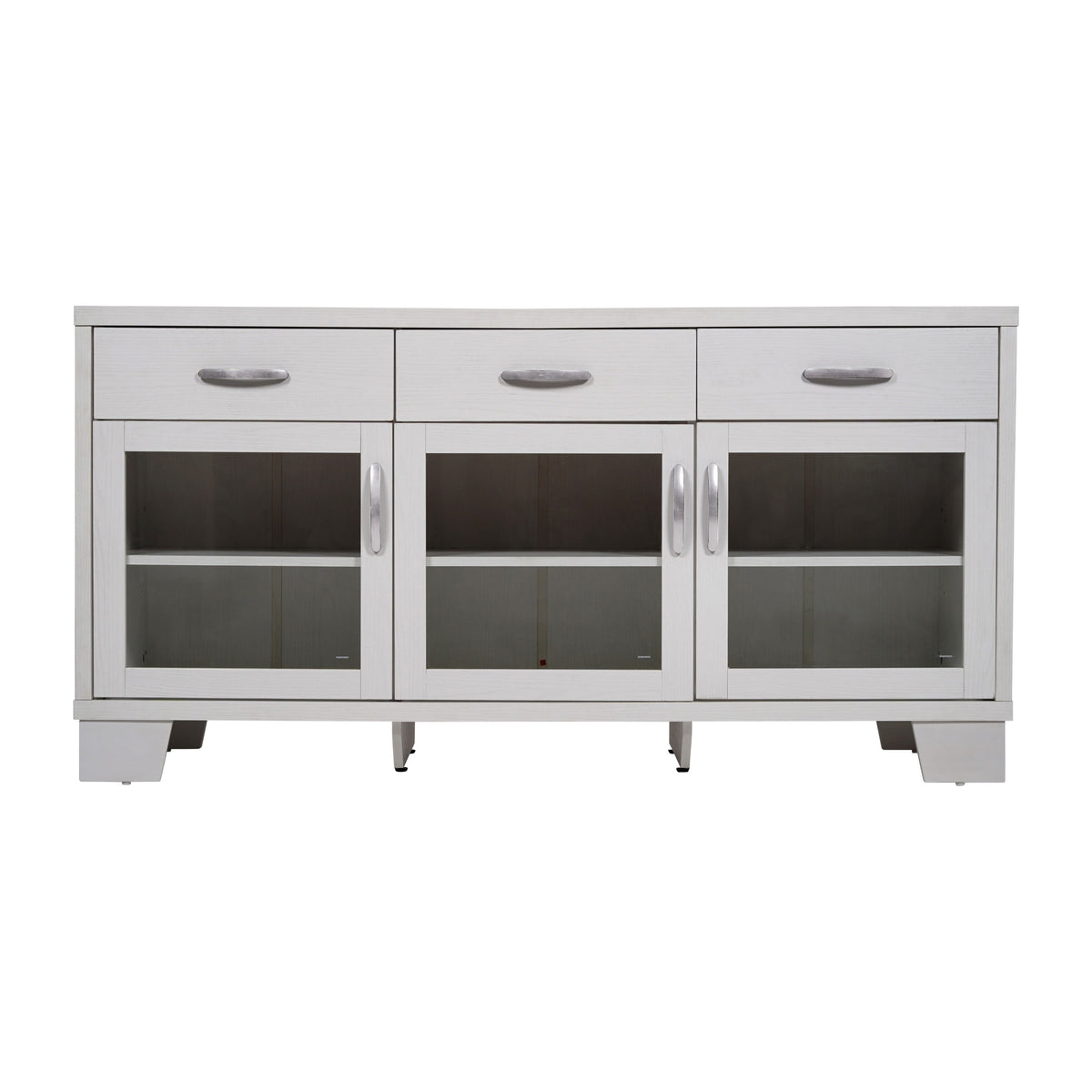 White |#| 59" Engineered Wood Buffet Sideboard Storage Cabinet w/ 3 Drawers, Doors in Wht