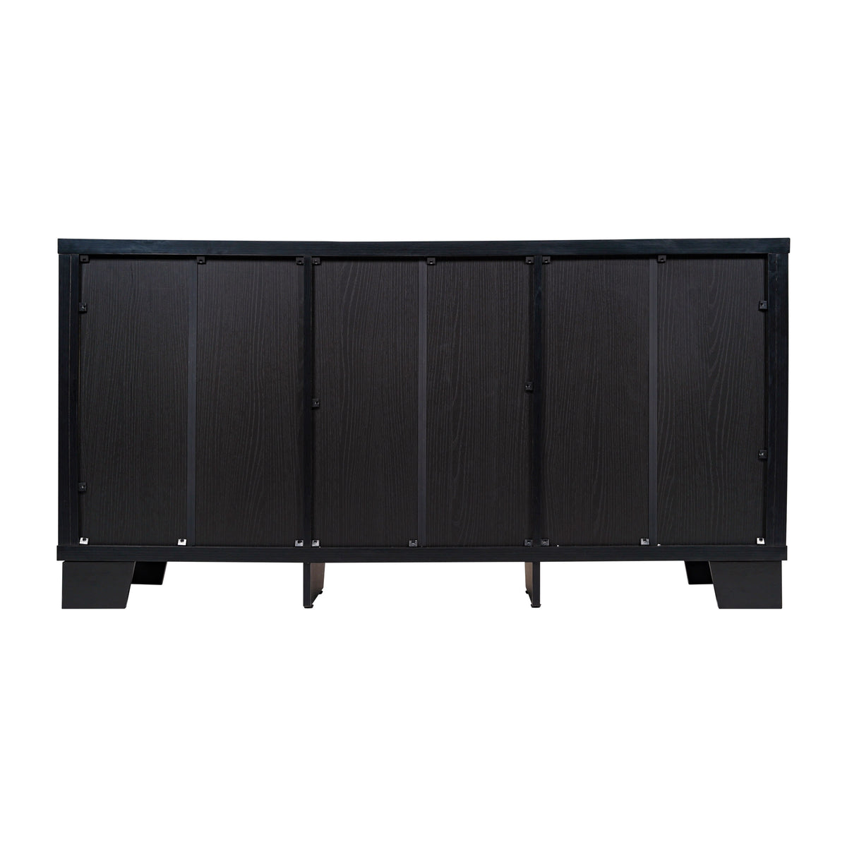 Black |#| 59" Engineered Wood Buffet Sideboard Storage Cabinet w/ 3 Drawers, Doors in Blk