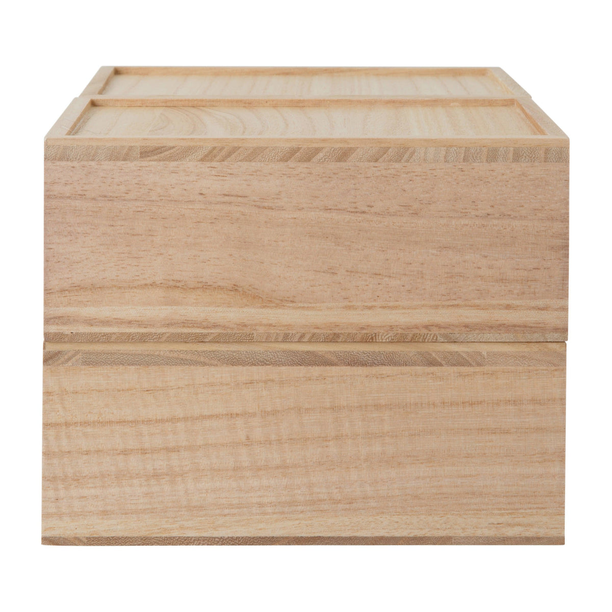 Light Natural |#| Set of 3 Paulownia Wood Storage Boxes with Pullout Drawers in Light Natural