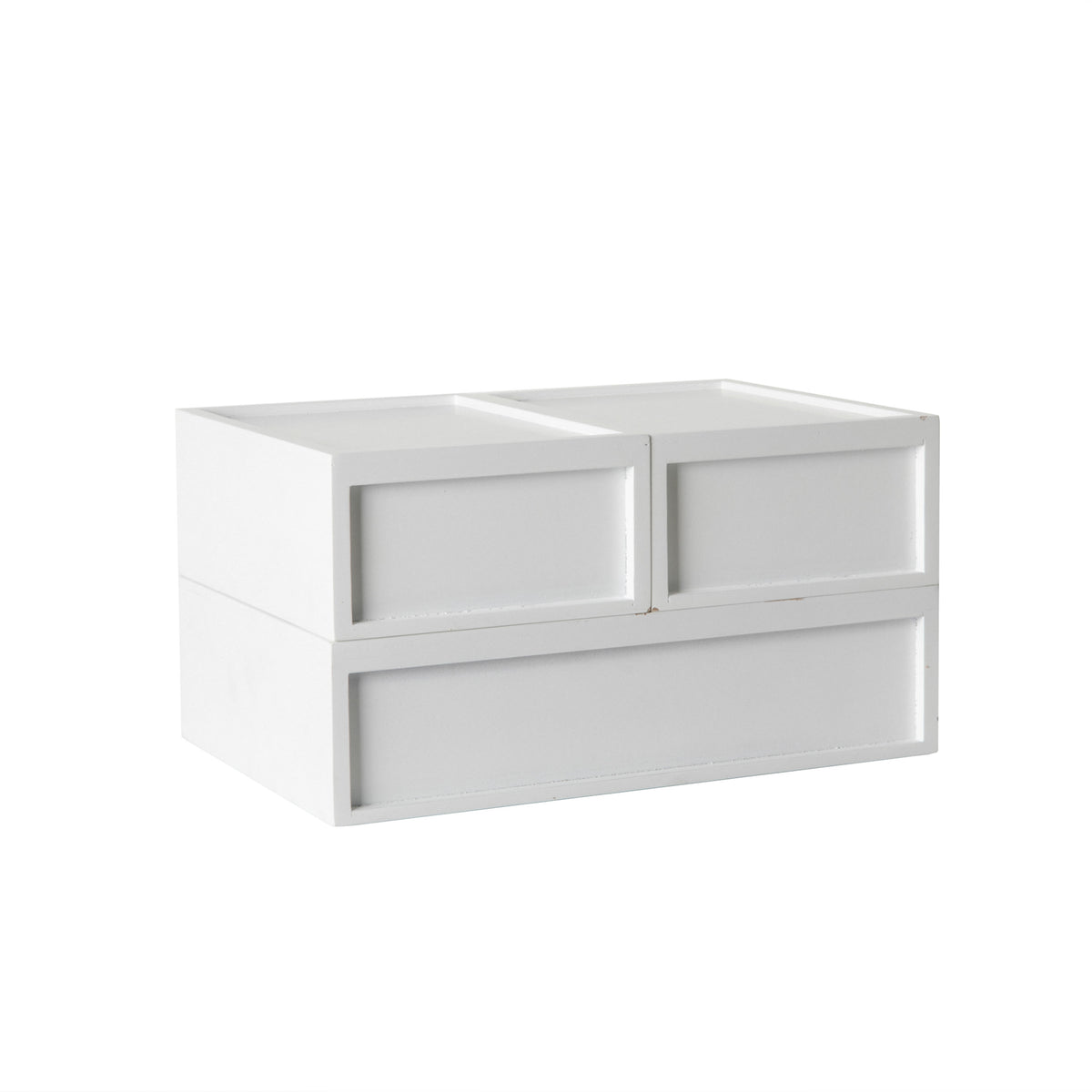 White |#| Set of 3 Engineered Wood Storage Boxes with Pullout Drawers in White