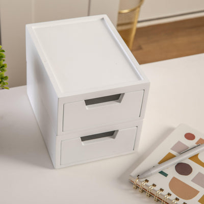 Weston Stackable Wooden Storage Boxes with Drawers, Office Desktop Organizers, Set of 2, 5.25" x 7" - View 2