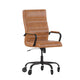 Brown LeatherSoft/Black Frame |#| Executive Chair with Black Frame & Arms on Skate Wheels - Brown LeatherSoft