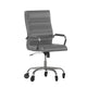 Gray LeatherSoft/Chrome Frame |#| Executive Chair with Chrome Frame & Arms on Skate Wheels - Gray LeatherSoft