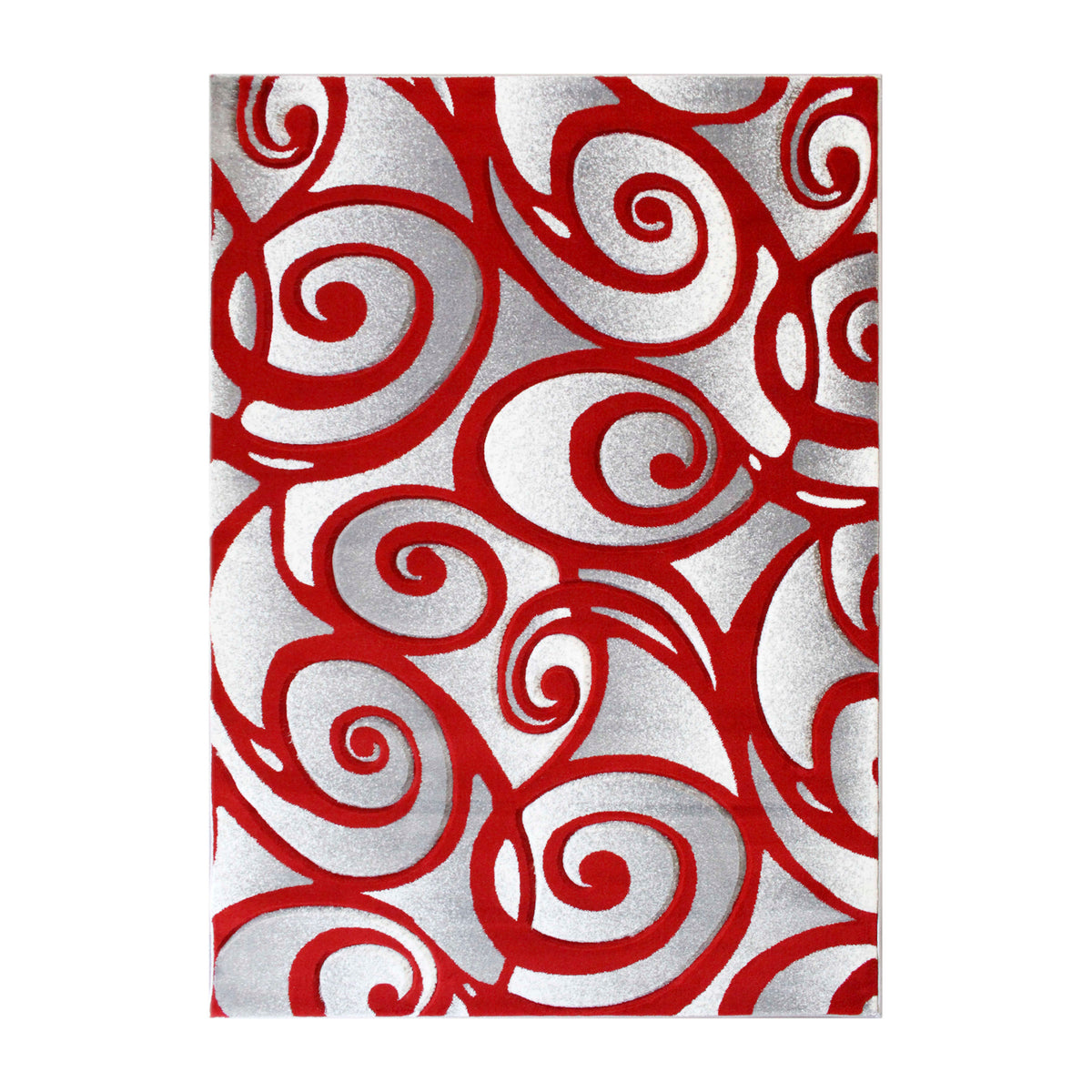 Red,8' x 10' |#| Swirled High-Low Pile Sculpted Multipurpose Area Rug in Red - 8' x 10'